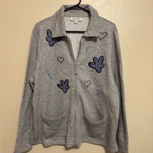 Breckenridge Gray Jacket with Blue Floral Accents